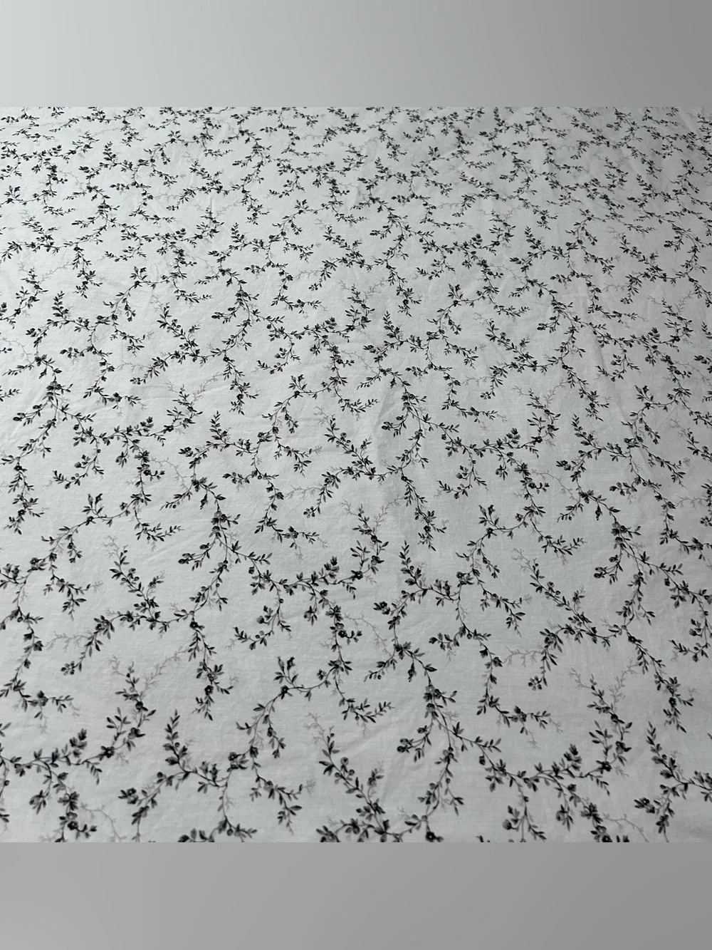 Laura Ashley Twin XL Flat Sheet 100% Cotton White/Black/Gray Floral OEKO-TEX